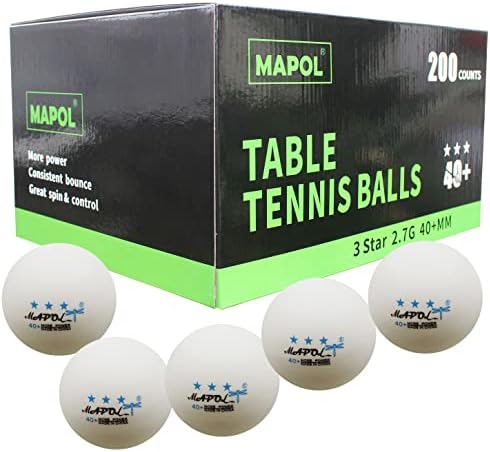 MAPOL 200 Sayısı Masa Tenisi Topları, 3 Yıldız Gelişmiş Eğitim Topu, Toplu Ping Pong Topları Kapalı ve Açık Spor için