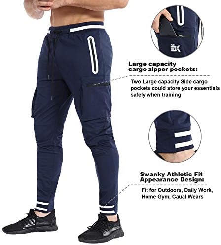 BROKİG Erkek Konik Egzersiz Sweatpants-Rahat spor koşucu pantolonu Kargo fermuarlı cepler