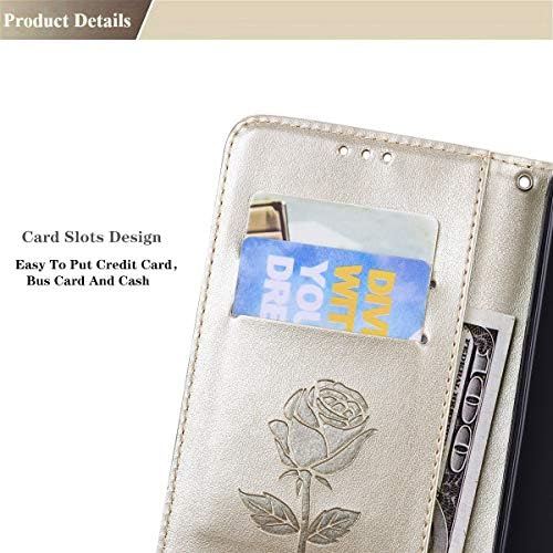 CCSmall Telefon Kılıfı için iPhone 13 Mini, gül Çiçek Lüks Kapak Deri Kapak ile Kart Tutucu Kredi Kartları Yuvası Nakit Cepler[Bilek