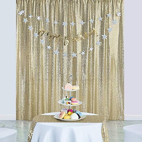 10×10FT Şampanya Pullu Zemin Perde, Fotoğraf Backdrop Glitter Perdeler Kumaş Arka Plan Düğün Parti Dekor için