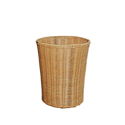 NEOCHY Kapalı Çöp Kutuları Basit El Yapımı Bambu ve Asma Retro Rüzgar saklama kutusu Yuvarlak Ev Kapaksız çöp tenekesi 3