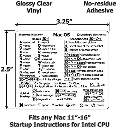 SYNERLOGİC (Intel için) Mac OS (Monterey/Big Sur/Catalina / Mojave vb.) Klavye Kısayolu Şeffaf Vinil Yapışkan, Kalıntı Bırakmayan
