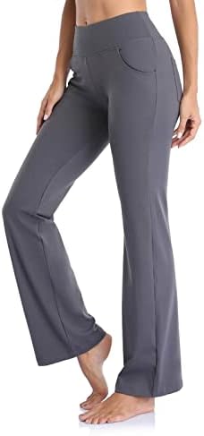 Flare Yoga Pantolon Cepler ile Kadınlar için Yüksek Bel Tayt egzersiz pantolonları Geniş Bacak Pantolon Spor Koşu Pantolon