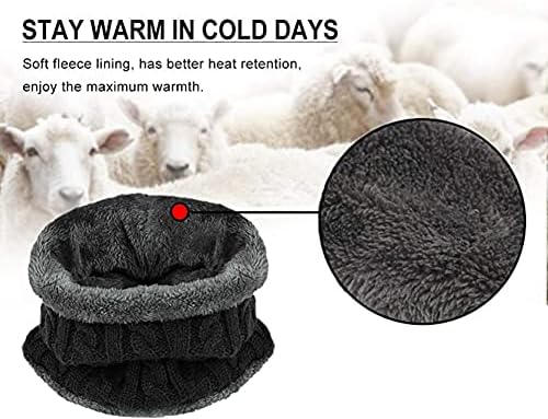 Kış Sıcak Örme Bere Şapka Boyun İsıtıcı Eşarp 2 Adet Set Çift Katmanlı Polar Astar ile Erkekler Kadınlar için