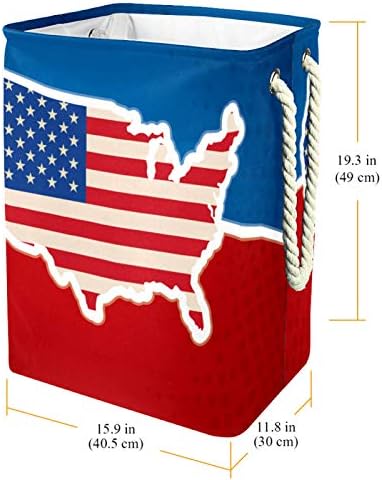 MAPOLO Çamaşır Sepeti ABD Amerikan Harita Bayrağı Katlanabilir Keten Çamaşır Sepeti Kolları ile Ayrılabilir Parantez İyi
