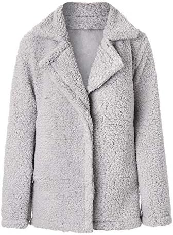 Andongnywell Kadınlar Uzun Kollu Casual Yaka Polar Bulanık Faux Shearlıng Sıcak kışlık ceketler Granül Polar Ceket