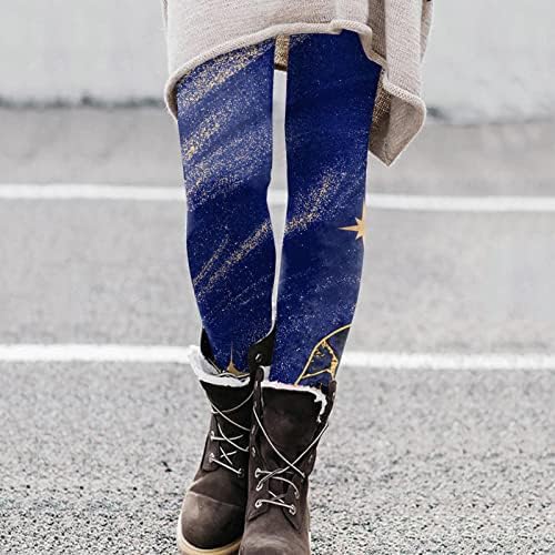 WOCACHI kadın Baskılı Karın Kontrol Tayt Ayak Bileği Uzunlukta Düzenli Boyutu Egzersiz Legging Pantolon Spor Atletik Capri