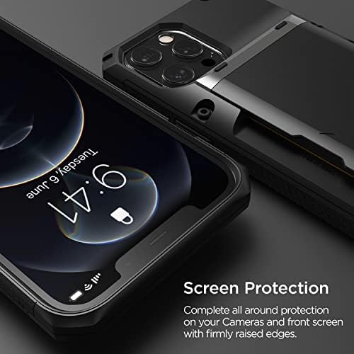 VRS tasarım Damda Glide Pro için Uyumlu iPhone 12 Pro Max Durumda, [4 Kart] Premium Sağlam [Yarı Otomatik] Kredi Kartı Tutucu