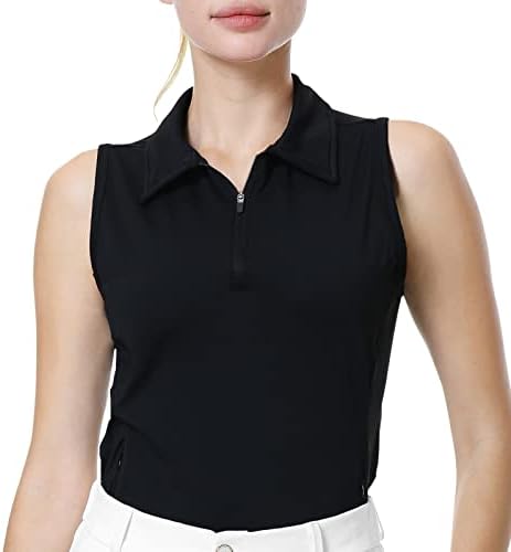 ANIVIVO kadın Kolsuz Golf Gömlek Polo Tenis Gömlek Cepler, Hafif Zip Up Egzersiz Golf Tankı Üstleri