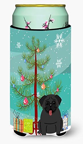 Caroline's Treasures BB4131TBC Merry Christmas Ağacı Pug Siyah Uzun Boy Hugger, Can Soğutucu Kol Hugger Makinede Yıkanabilir