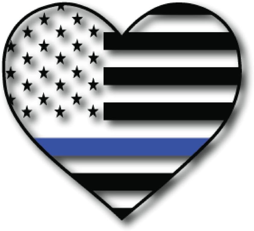 Mavi Çizgi Amerikan Bayrağı Kalp|Büyük Hediye Fikri|çıkartma|2 Paket / 5 İnç Çıkartmalar / S10104