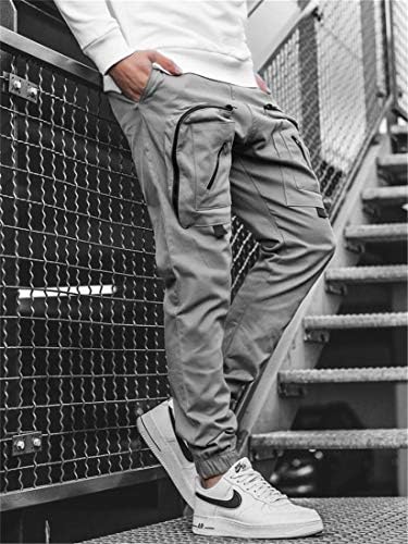 Andongnywell Erkek rahat pantolon Çok Cepler Moda Kargo Joggers Spor Fermuar Uzun cepli pantolon Pantolon