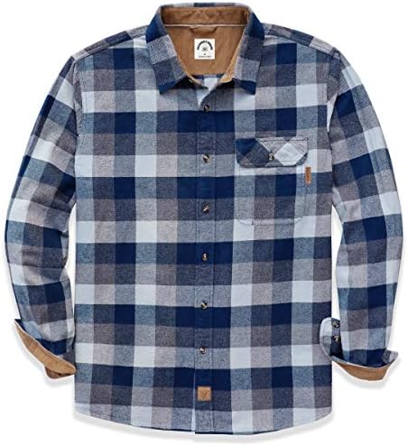 Dubinik ® erkek flanel gömlek uzun kollu flanel gömlek erkekler için rahat düğme aşağı fırçalanmış %100 Pamuklu Gömlek