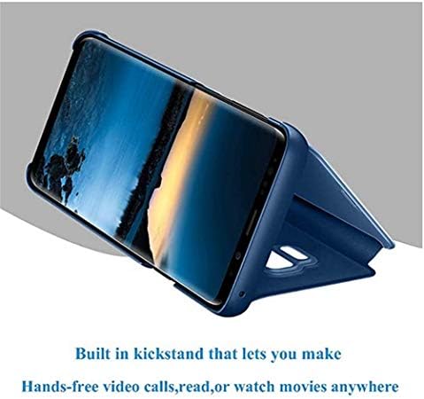 MRSTERUS Samsung Galaxy S8 Artı durumda, ayna tasarımı şeffaf görünüm flip kitap kapağı,taban braketi kapağı ile, Samsung