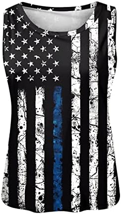 4th Temmuz Gömlek Kadınlar için Amerikan Bayrağı Yaz Kolsuz O-boyun Tankı Üstleri Yıldız Çizgili Kravat Boya Gömlek Casual
