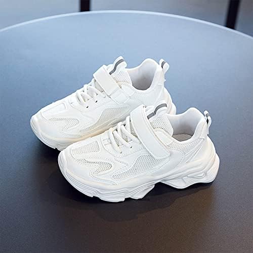 İlkbahar ve Sonbahar Çocuk Spor Ayakkabı Erkek ve Kız için Kalın Alt Kaymaz Geri Lace Up Yüksek Sneaker Kız Boyutu 2 (Beyaz,