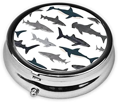 Balık ve Köpekbalığı Hap Kutusu, Yuvarlak Hap Kutusu, Metal Üç Bölmeli Hap Kutusu, Taşıması Kolay