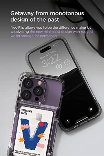 VRS tasarım Neo Flip iPhone 14 Pro, Basit Kapı Cüzdan [2 Kart] iPhone 14 Pro için Uyumlu Kılıf (2022) Beyaz Kristal