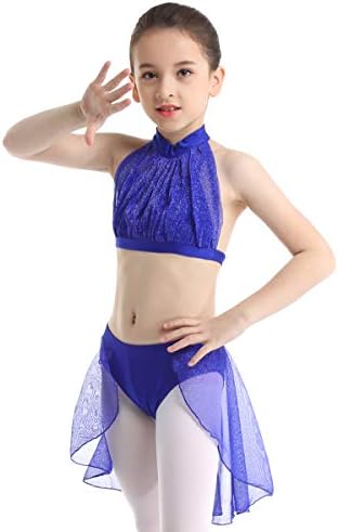 Choomomo Çocuk Kız 2 ADET Kolsuz Kesme Geri Kırpma Üst Tül Etek Seti Balo Salonu Latin Bale Giyim