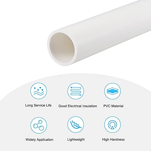 MECCANİXİTY PVC Sert Yuvarlak Boru 21mm ID 25mm OD 350mm Beyaz Yüksek Darbe Su Borusu, El Sanatları, kablo kılıfı