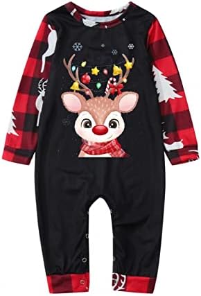 Noel Bebek Ekose Geyik Baskı Tulum Romper Aile Eşleştirme Pijama Ekose Aile Yılbaşı Pijama Pantolon