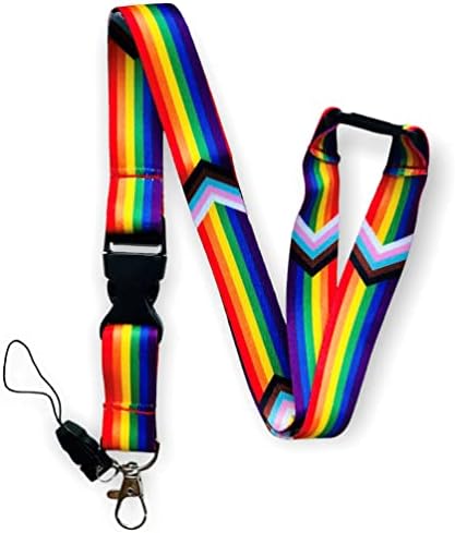 Gökkuşağı LGBTQ İlerleme Gurur Bayrağı Kordon İle Ayrılabilir Toka Klip, Cep Telefonu Eki ve Güvenlik Ayrılıkçı