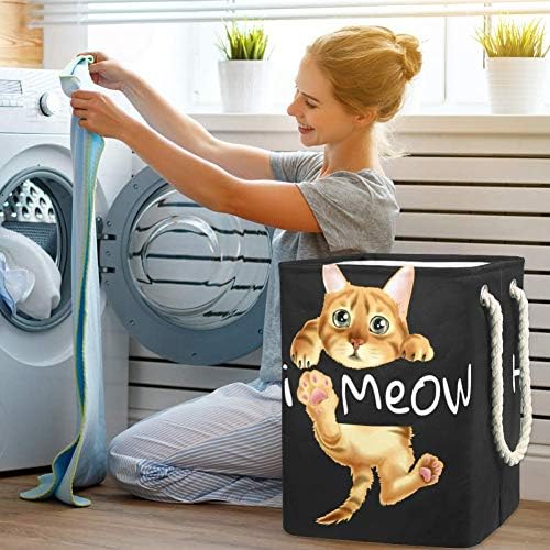 Inhomer Sloganı ile Kedi Asılı 300D Oxford PVC Su Geçirmez Giysi Engel Büyük çamaşır sepeti Battaniye Giyim Oyuncaklar Yatak