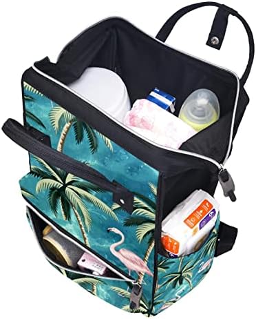 GUEROTKR Seyahat sırt çantası, Bebek bezi çantası sırt çantası, Bebek bezi sırt çantası, Turkuaz Desen Tropikal Flamingo