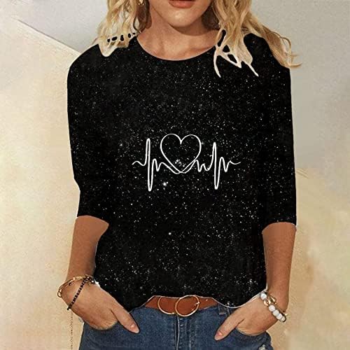 JJHAEVDY Sevgililer Günü Artı Boyutu Kazak Kadın sıfır yaka bluzlar Uzun Kollu Tişörtü Aşk Kalp Grafik Üst Çift Gömlek