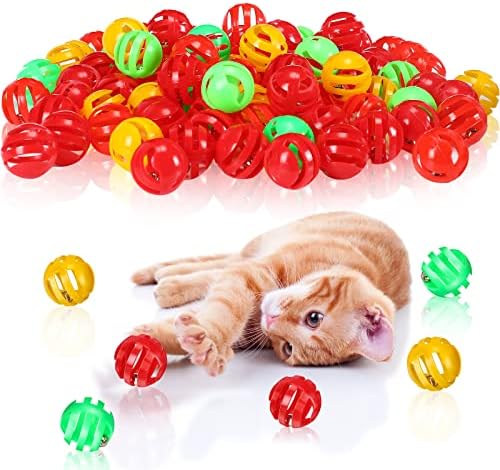 Çan ile 100 Adet Kedi Oyuncak Topları Rastgele Renk Çeşitli Kedi Topları Oyuncaklar Kapalı Kediler için, oluklu Toplar Kedi
