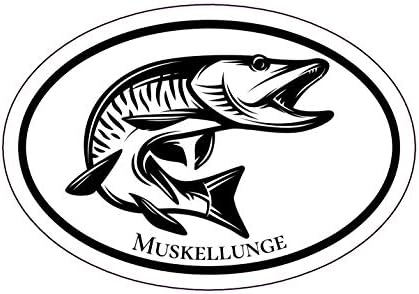 Oval Muskellunge Balık Vinil Çıkartması-Misk Balıkçılık tampon çıkartması-Misk Fener Sticker