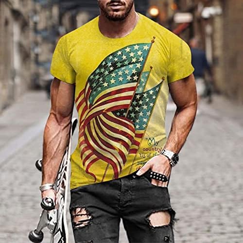 2023 Yeni Erkek Yaz Bağımsızlık Günü Moda 3D Dijital Baskı kısa kollu t Gömlek Erkek Atletik Gömlek