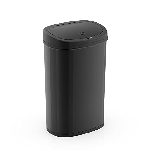 AOSL 13.2 gal /50 L Hareket Sensörü Mutfak Çöp Tenekesi, Siyah Paslanmaz Çelik (Siyah Renk)