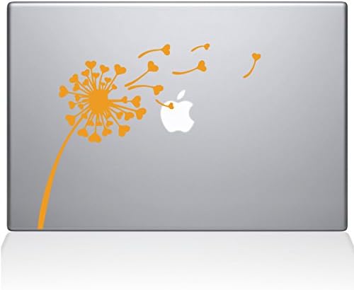 Çıkartma Gurusu 2045-MAC-12M-SY Karahindiba Kalpleri Çıkartma Vinil Çıkartması, Sarı, 12 MacBook