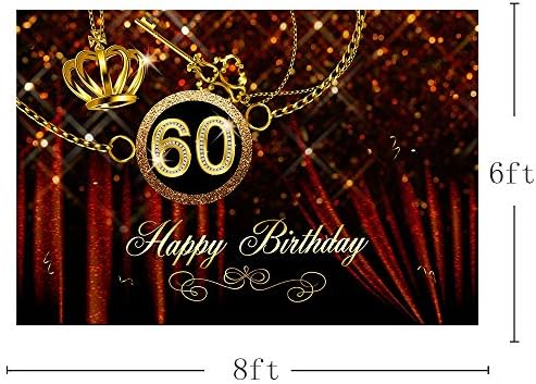 MEHOFOTO Parlak Mutlu 60th Doğum Günü Banner Fotoğraf Stüdyosu Booth Arka Plan Bordo Pullu Perde Altın Taç Parti Dekorasyon