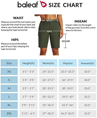 BALEAF kadın Yürüyüş Uzun Şort 10 Kargo Kısa Diz Boyu Hızlı Kuru Cepler ile UPF 50 + Su Dayanıklı