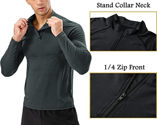 Erkek Gömlek 1/4 Zip Up Uzun Kollu Termal Atletik Koşu Tops Kış Slim Fit Kazak ColdGear Temel Katmanlar