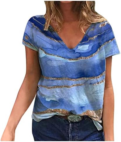 Yubnlvae Kısa Kollu Moda Rahat Gevşek Fit Tişörtü O Boyun Degrade Tişörtü Kadınlar için Temel Yaz Nefes