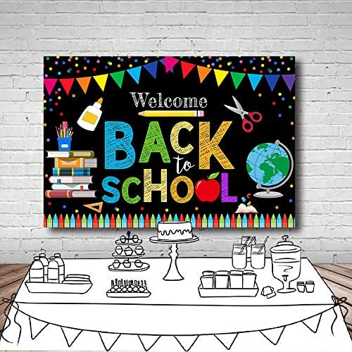 MEHOFOND 10x7ft Okula Geri hoş Geldiniz Zemin Çocuklar için Çocuk Okul Öncesi İlk Gün Şahsen Okul Anaokulu Sınıf Parti Malzemeleri