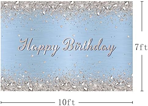 MEHOFOND Glitter Açık Mavi Doğum Günü Partisi Süslemeleri Zemin Shinning Gümüş Elmas Mutlu Doğum Günü Dekor Fotoğraf Arka