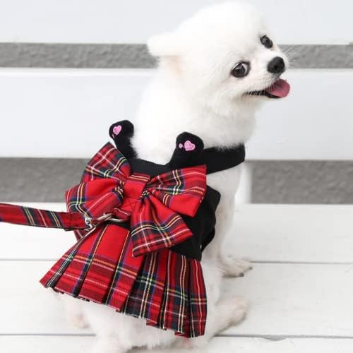 HOSS Gerçekten Sevimli Küçük Elbise Köpek Kedi Koşum Tasma Seti İlmek Elbiseler Güzel Elbise Küçük Köpek Elbise Oyuncak 1