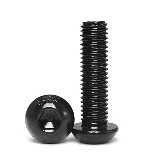 Cicidorai M5-0.8 x 10mm Düğme Başlı Soket Kapağı Cıvata Vidaları, 10.9 Kalite Alaşımlı Çelik, Siyah Oksit Kaplama, Makine