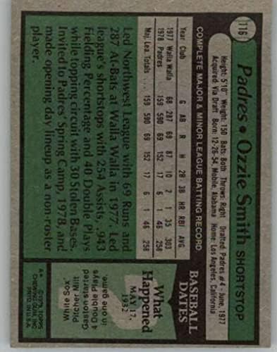 1979 Topps (EXMT) 116 Ozzie Smith RC Çaylak San Diego Padres MLB Beyzbol Ticaret Kartı