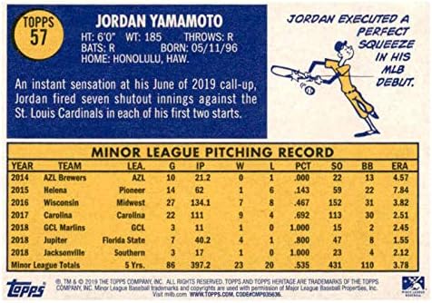 2019 Topps Miras Küçükler 57 Jordan Yamamoto RC Çaylak Jacksonville Jumbo Karides Beyzbol Ticaret Kartı