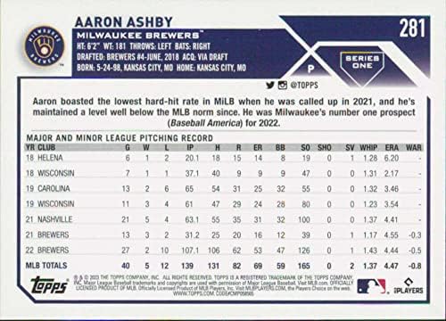 AARON ASHBY 2023 Topps 281 NM + - MT + MLB Beyzbol Bira Üreticileri