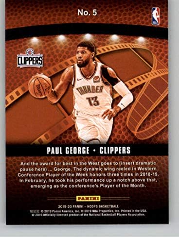 2019-20 Panini Çemberler ışıkları kamera eylem 5 Paul George Los Angeles Clippers NBA Basketbol Ticaret Kartı