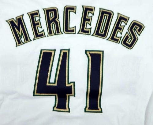 1995 Milwaukee Brewers Jose Mercedes 41 Oyun Kullanılmış Beyaz Forma - Oyun Kullanılmış MLB Formaları