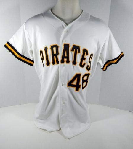 1996 Pittsburgh Pirates Zengin Aude 48 Oyun Pos Kullanılmış Beyaz Forma DP04183 - Oyun Kullanılmış MLB Formaları