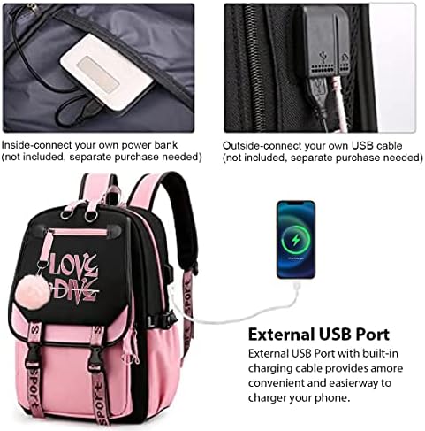 EZERKI 15.6-inç Laptop Sırt Çantası için Kadın, Rahat sırt çantası Kolej Çantası ile USB Şarj ve Kulaklık Bağlantı Noktası