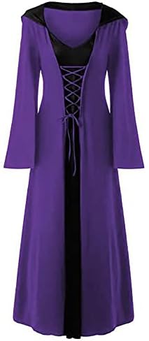 TIFZHADIAO Cadılar Bayramı Kapşonlu Elbiseler Kadınlar için Ortaçağ Vintage Hoodie Pelerin Elbise Rönesans Kostüm İrlandalı
